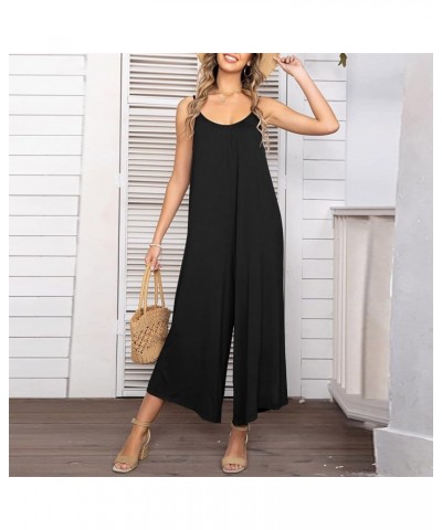 Women's Plus Size Jumpsuit Suspenders Jumpsuit With Pockets Ribbed Backless Solid Color Jumpsuit Boho, S-2XL 5-black $12.29 J...