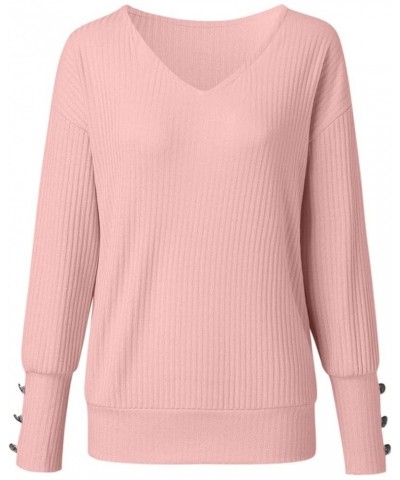 Womens Fashion Sweaters Long Sleeve Lightweight Knit Sweaters Pullover Dressy Casual Loose Oversized Jumper Tops H Pink $8.00...