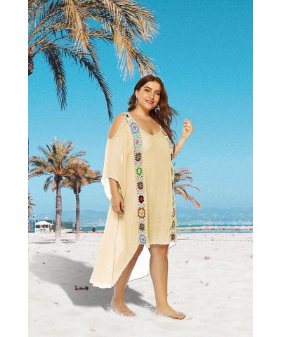 Women's Plus size Bathing Suit Cover Ups Swimsuit Coverups Dress Soft Crochet Bikini Beach Skirt Apricot $17.15 Swimsuits