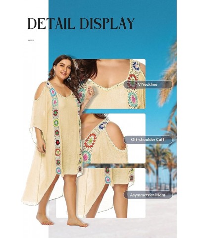 Women's Plus size Bathing Suit Cover Ups Swimsuit Coverups Dress Soft Crochet Bikini Beach Skirt Apricot $17.15 Swimsuits