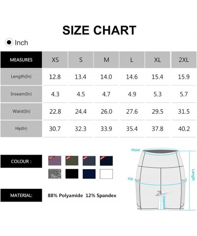 High Waist Yoga Shorts for Women with 2 Side Pockets Tummy Control Running Home Workout Shorts White $10.80 Activewear