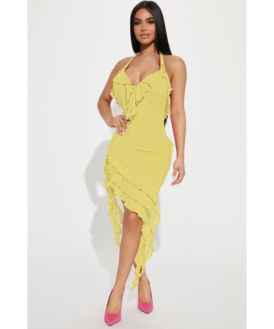 Summer Sexy Dresses for Women Sheer Mesh Bodycon Sleeveless V-Neck Short Party Dress Elegant Backless Ruffle Club A Yellow $2...