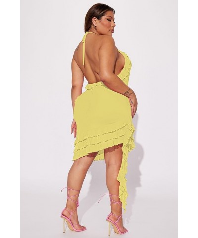 Summer Sexy Dresses for Women Sheer Mesh Bodycon Sleeveless V-Neck Short Party Dress Elegant Backless Ruffle Club A Yellow $2...