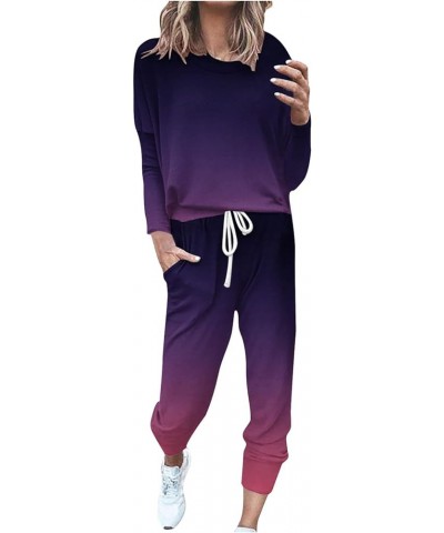 Jogger Sets for Women 2 Piece,Casual Lounge Sets Sweatsuits Long Sleeve Crewneck Pullover Tops and Pants Tracksuit A004█purpl...