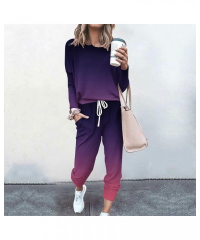 Jogger Sets for Women 2 Piece,Casual Lounge Sets Sweatsuits Long Sleeve Crewneck Pullover Tops and Pants Tracksuit A004█purpl...