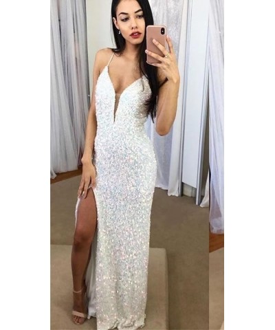 Women's Sparkly Tight Sequin Prom Dress Bodycon Mermaid with Slit Formal Evening Party Gowns Grape $25.85 Dresses