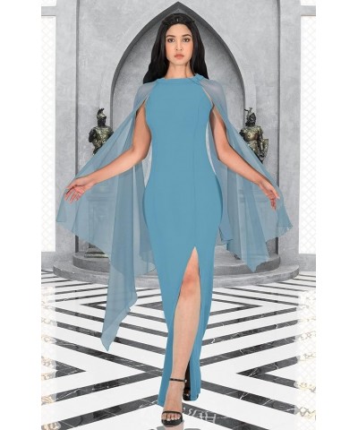 Womens Flowy Cocktail Party Elegant Formal Floor Length Maxi Dress Gown Pastel Blue $21.98 Dresses