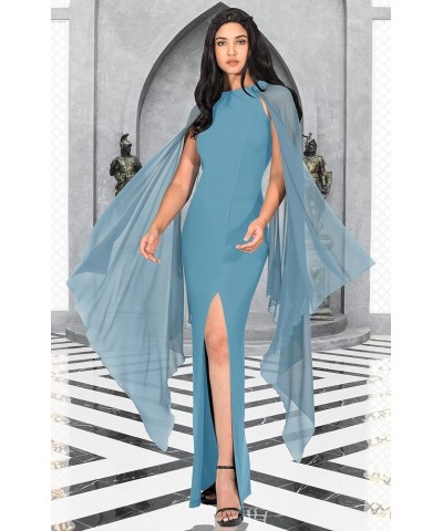 Womens Flowy Cocktail Party Elegant Formal Floor Length Maxi Dress Gown Pastel Blue $21.98 Dresses