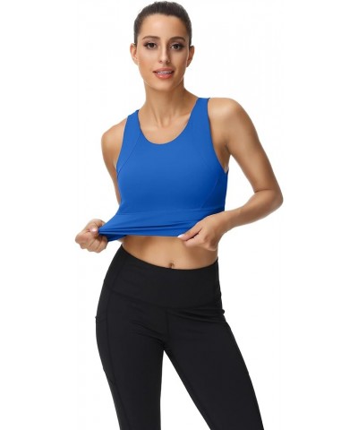 High Neck Sports Bra for Women Longline Full Coverage Sports Bras Medium Impact Padded Workout Crop Tops for Yoga Gym U-cerul...