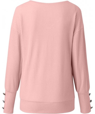 Womens Fashion Sweaters Long Sleeve Lightweight Knit Sweaters Pullover Dressy Casual Loose Oversized Jumper Tops H Pink $8.00...