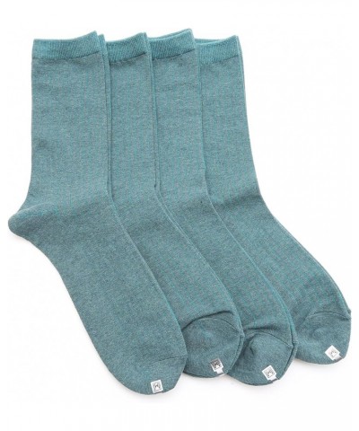 Women's 4 Pairs Solid Color Lightweight Ribbed knitted Soft Cotton Casual Crew Socks Green $9.71 Activewear