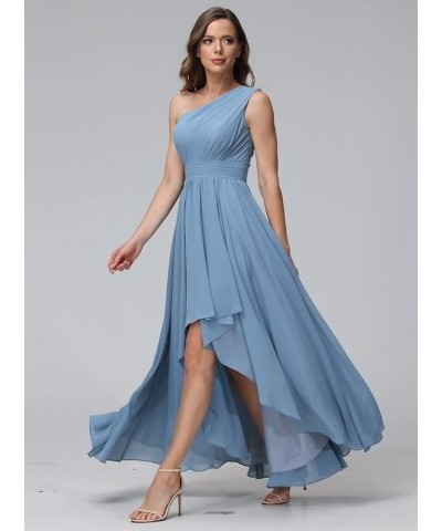 Women's One Shoulder Bridesmaid Dresses High Low Chiffon Formal Party Gowns with Pockets SE051 Royal Blue $31.61 Dresses