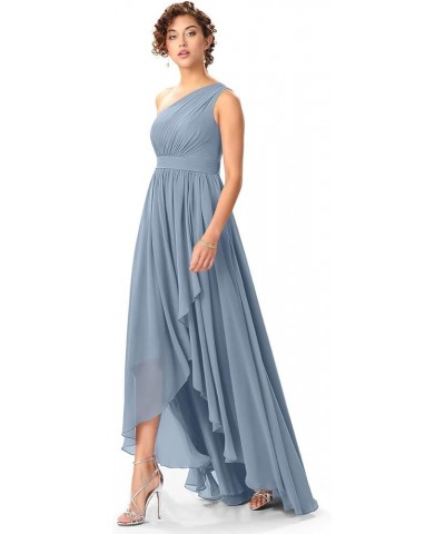 Women's One Shoulder Bridesmaid Dresses High Low Chiffon Formal Party Gowns with Pockets SE051 Royal Blue $31.61 Dresses