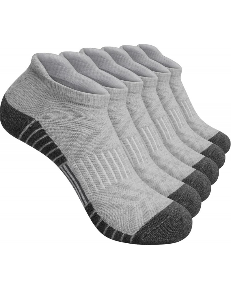 Ankle Athletic Running Socks Low Cut Sports Socks Breathable Cushioned Tab Socks for Men Women 6 Pairs S6-stripe Grey $12.97 ...