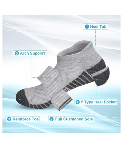 Ankle Athletic Running Socks Low Cut Sports Socks Breathable Cushioned Tab Socks for Men Women 6 Pairs S6-stripe Grey $12.97 ...