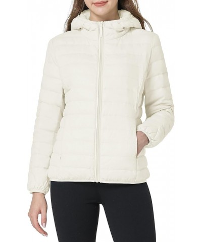 Women's Hooded Packable Ultra Light Weight Short Down Jacket Beige $33.36 Jackets