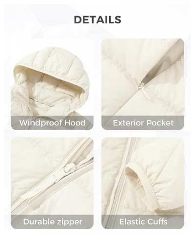 Women's Hooded Packable Ultra Light Weight Short Down Jacket Beige $33.36 Jackets