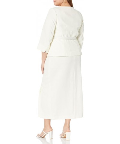 Women's Plus Size Textured Belted Jacket & Long Skirt Vanilla Ice $40.35 Suits