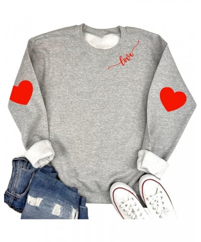 Leopard Valentines Day Sweatshirt Womens Cute Love Heart Valentines Shirts VDay Shirt A-grey $19.00 Hoodies & Sweatshirts