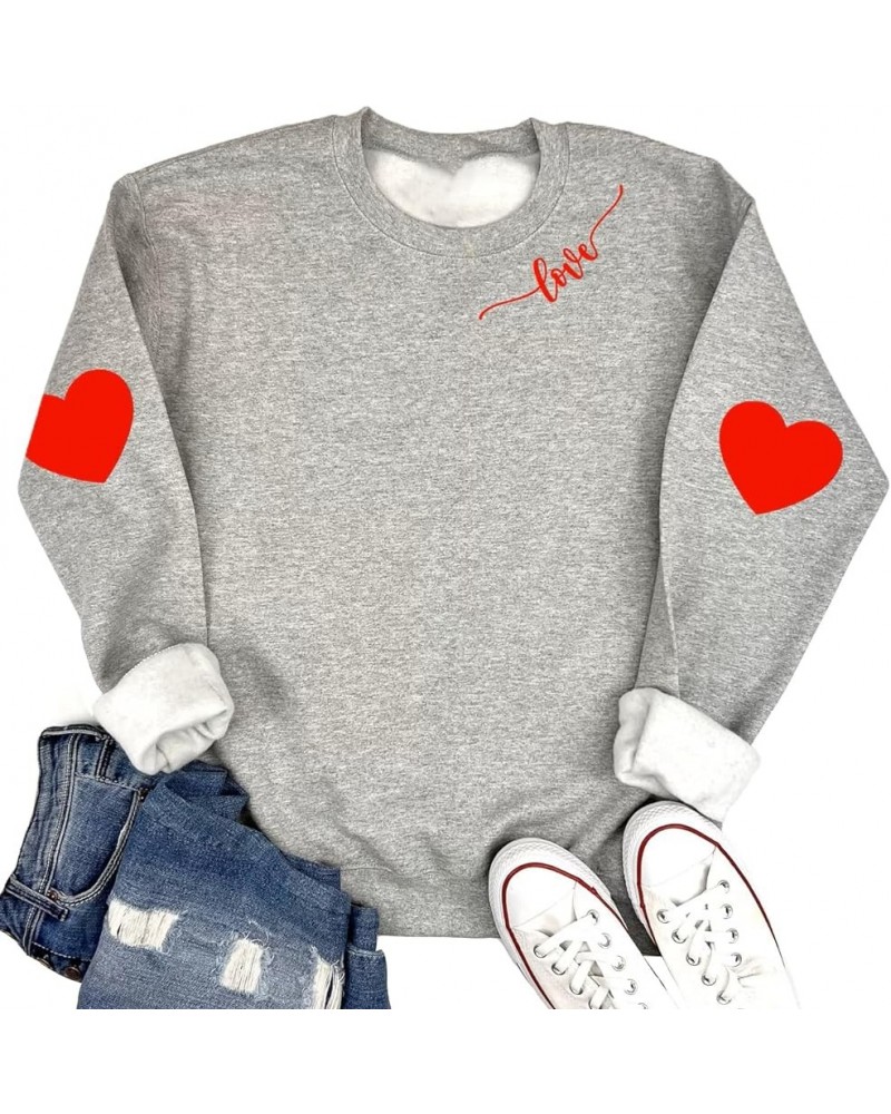 Leopard Valentines Day Sweatshirt Womens Cute Love Heart Valentines Shirts VDay Shirt A-grey $19.00 Hoodies & Sweatshirts