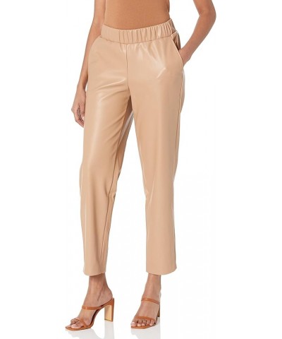 Women's Standard Vegan Leather Pull-on Jogger Camel $33.75 Pants