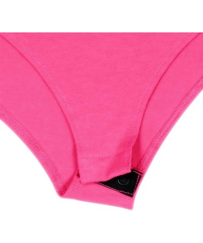 Short Sleeve Round Neck Body Suit-Breathable Cotton Stretch Neon Pink $8.98 Bodysuits