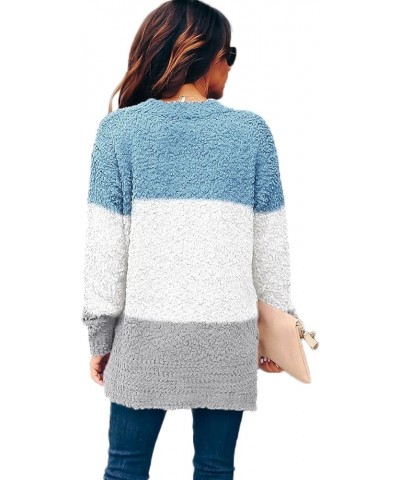 Womens Sweaters Crewneck Long Sleeve Side Slit Tunic Tops for Leggings A12-triblue $21.62 Sweaters