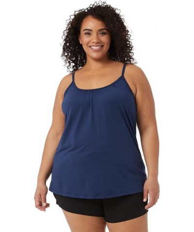 Women's Cool Flowy Bra Cami | with Built-in Cups | Relaxed Fit | Adjustable Spaghetti Strap Inky Indigo $11.19 Tanks