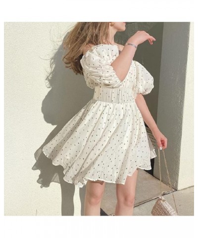 Women Y2K Puff Sleeve Mini Dress Low Cut A-line Short Dress Square Neck Backless Princess Dress Party Clubwear T-polka Dot $1...