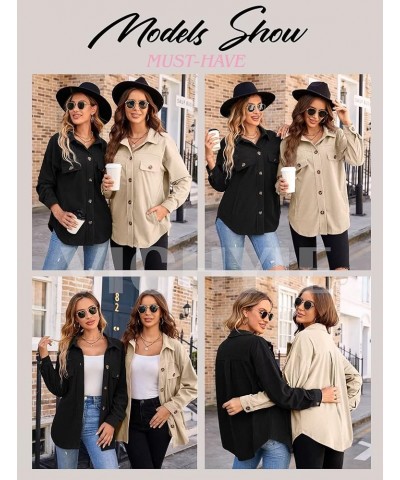 Womens Corduroy Shacket Blouses Button Down Shirts Pocket Long Sleeves Tops Jacket Coats Light Grey $23.36 Tops