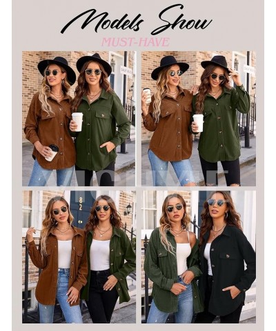 Womens Corduroy Shacket Blouses Button Down Shirts Pocket Long Sleeves Tops Jacket Coats Light Grey $23.36 Tops