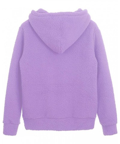 Womens Comfy Sherpa Long Sleeve Midweight 1/2 Zip Sweatshirts Pullover Hoodie with Kanga Pocket Sherpa (Gwh001) - Lavender $1...