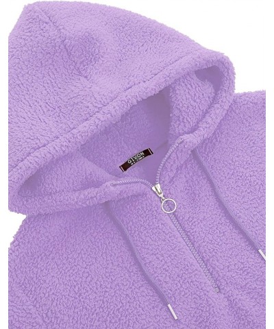 Womens Comfy Sherpa Long Sleeve Midweight 1/2 Zip Sweatshirts Pullover Hoodie with Kanga Pocket Sherpa (Gwh001) - Lavender $1...