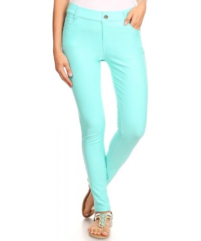 Women's Five Pocket Jean Leggings Turquoise $15.25 Leggings