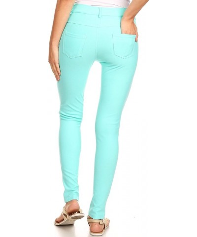 Women's Five Pocket Jean Leggings Turquoise $15.25 Leggings