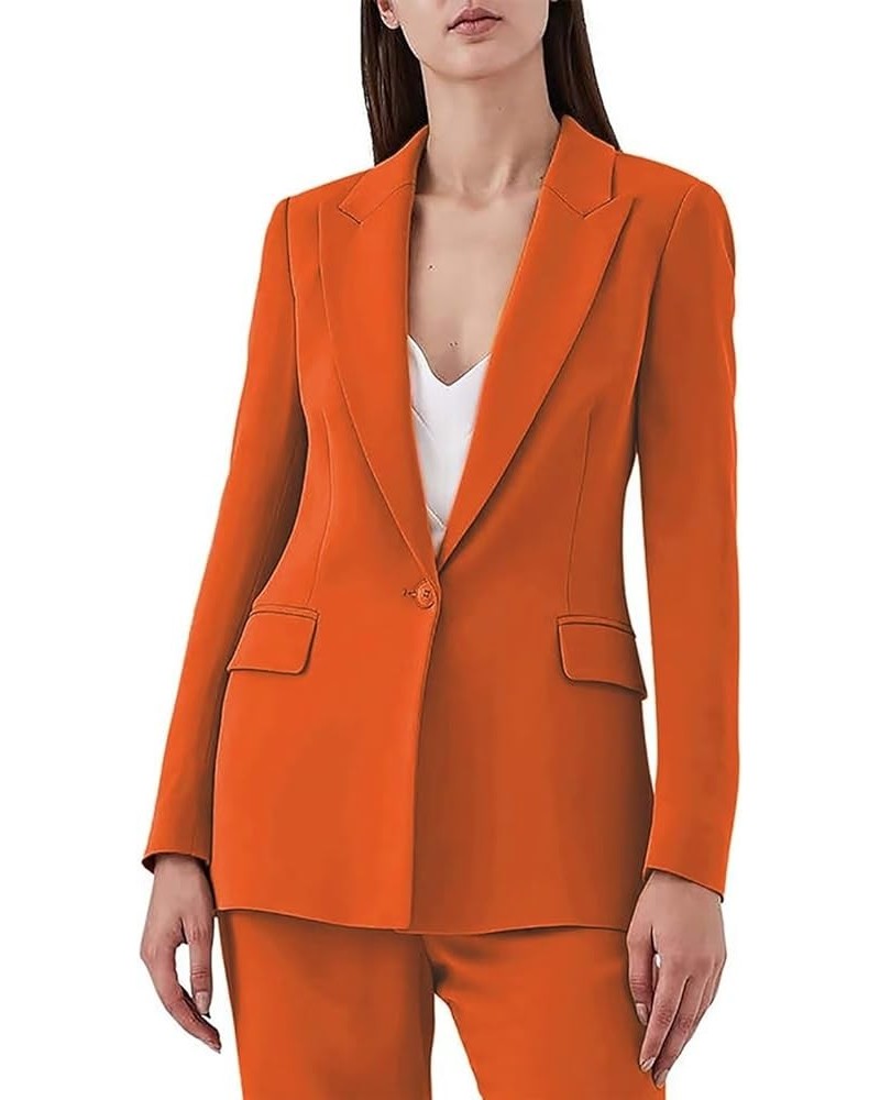 Pants Suits for Women Business Blazer Pant Suit Set for Work Business Suit for Women 2 Piece Sets Orange $30.38 Suits