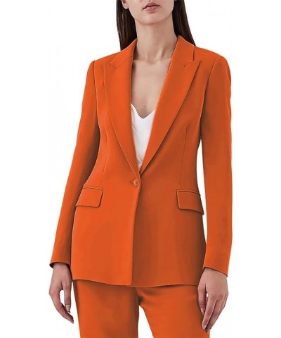 Pants Suits for Women Business Blazer Pant Suit Set for Work Business Suit for Women 2 Piece Sets Orange $30.38 Suits