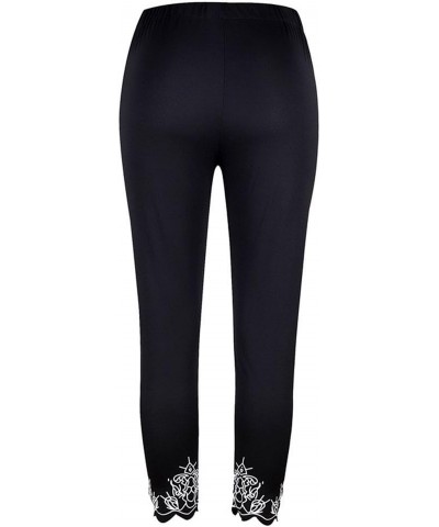 Womens Leggings Solid Basic Lace Cuff High Waist Stretch Long Yoga Pants Black $9.88 Leggings