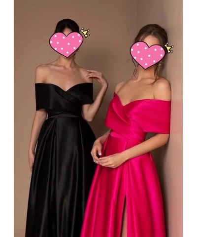 Women's Off Shoulder High Slit Prom Dresses Long Sexy Spaghetti Satin Prom Party Gowns Yellow $43.68 Dresses