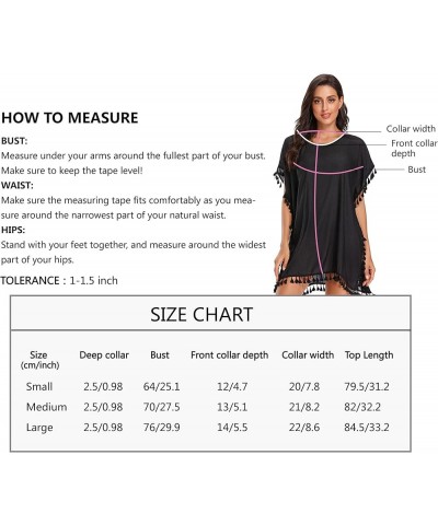 Women Chiffon Swimsuit Cover up Tassel Bathing Suit Cover ups Black 7 $13.24 Swimsuits