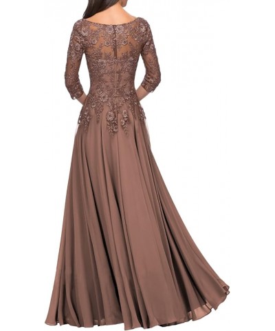 Mother of The Bride Dresses Long Lace Evening Dress V Neck Chiffon Formal Gowns with Sleeves Royal Blue $31.50 Dresses