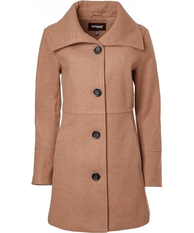 Womens Mid-Length Single Breasted Wool Look Dress Coat with Pockets Camel $39.95 Coats