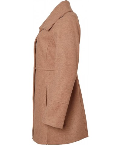 Womens Mid-Length Single Breasted Wool Look Dress Coat with Pockets Camel $39.95 Coats