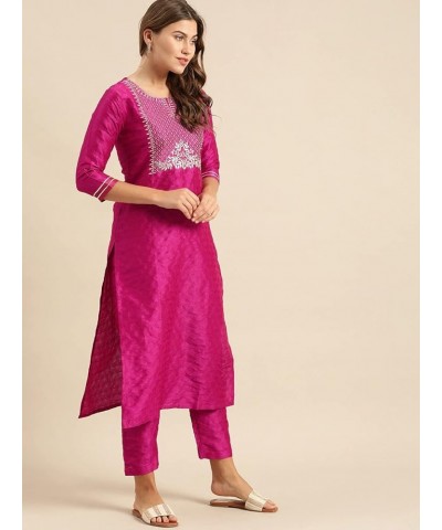 kurta set for womens with dupatta indian party wear kurti tops with palazzo trouser pants set Magenta & Gold-toned $36.91 Sle...