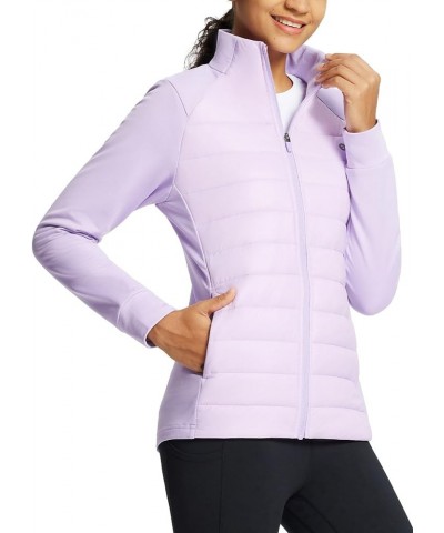 Women's Lightweight Warm Jacket Running Insulated Water Resistant Fall Jackets Winter Hiking Hybrid Puffer Coat Purple Rose $...