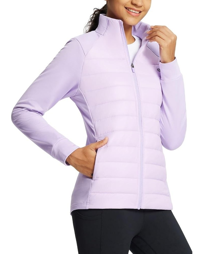 Women's Lightweight Warm Jacket Running Insulated Water Resistant Fall Jackets Winter Hiking Hybrid Puffer Coat Purple Rose $...