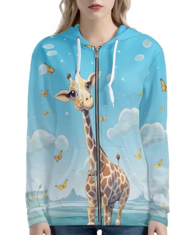 Womens Hoodies Zip Up Hoodie Y2K Women Clothes Sweatshirts Fall Fashion Outfits Giraffe Butterfly $21.65 Hoodies & Sweatshirts