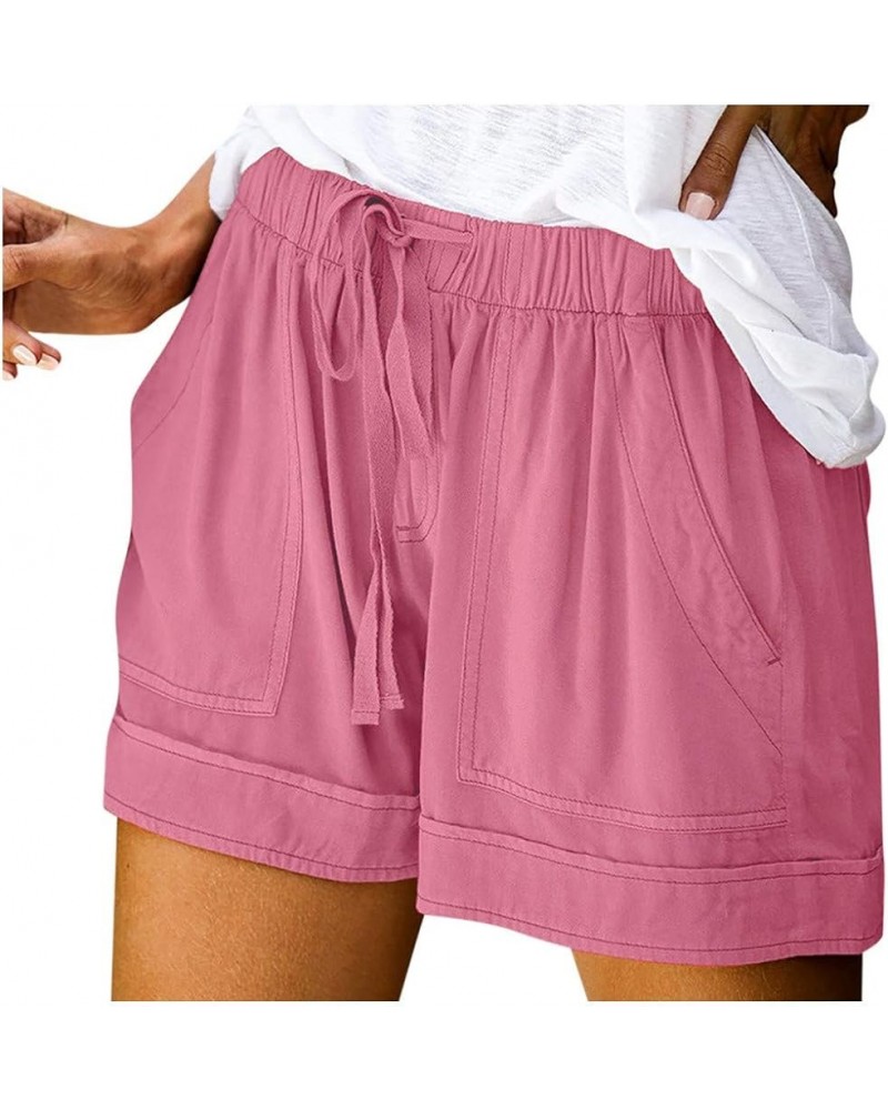 Summer Casual Shorts for Women Drawstring Elastic Waist Comfy Wide Leg Shorts Lightweight Flowy Beach Shorts with Pockets A P...