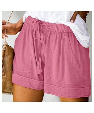 Summer Casual Shorts for Women Drawstring Elastic Waist Comfy Wide Leg Shorts Lightweight Flowy Beach Shorts with Pockets A P...