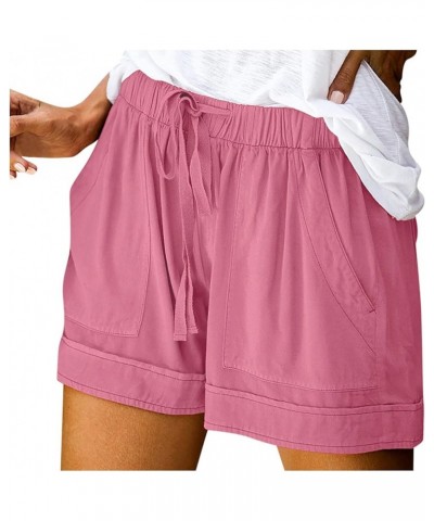 Summer Casual Shorts for Women Drawstring Elastic Waist Comfy Wide Leg Shorts Lightweight Flowy Beach Shorts with Pockets A P...